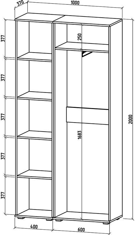 Шкаф распашной Грейс-5 - Схема