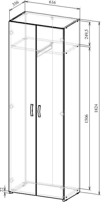 Распашной шкаф Уно-35 - Схема