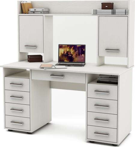 Компьютерный стол с полками и шкафом и ящиками