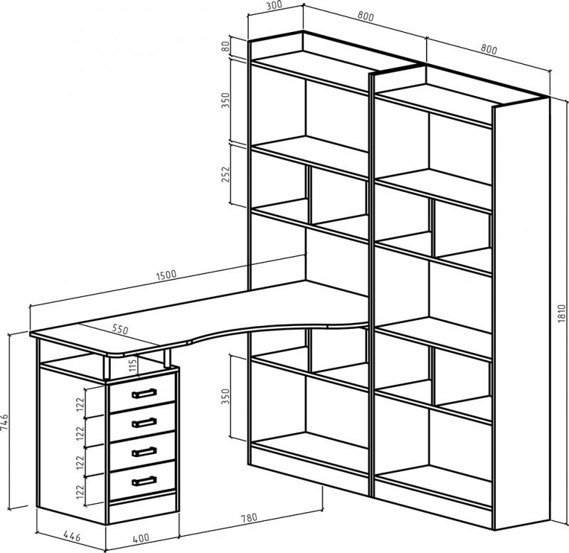 Стол-стеллаж Маунт-188 - Схема