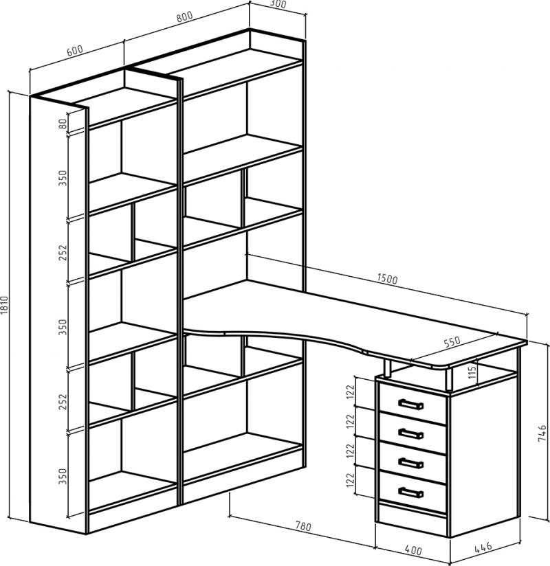 Стол-стеллаж Маунт-286 - Схема