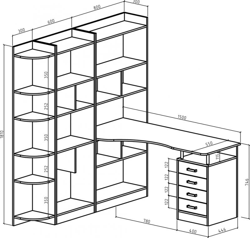 Стол-стеллаж Маунт-2863 - Схема