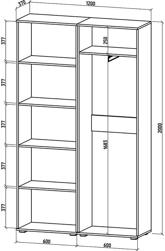 Шкаф распашной Грейс-7 - Схема