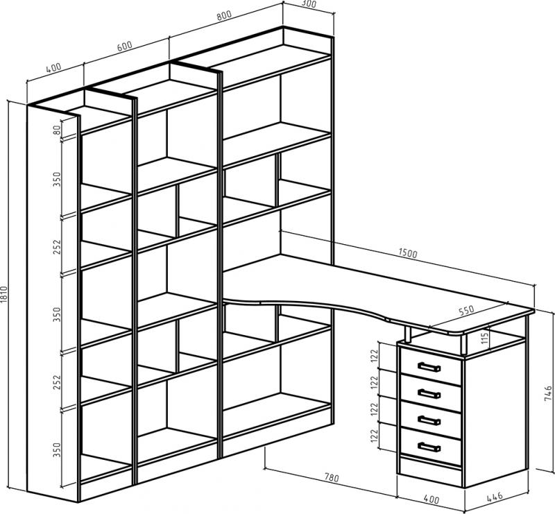 Стол-стеллаж Маунт-2864 - Схема