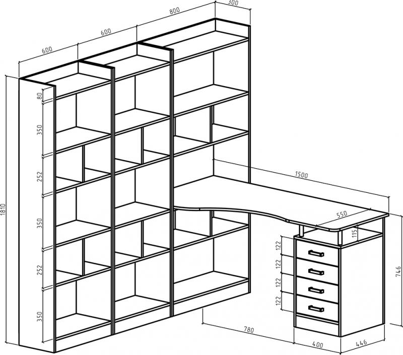 Стол-стеллаж Маунт-2866 - Схема