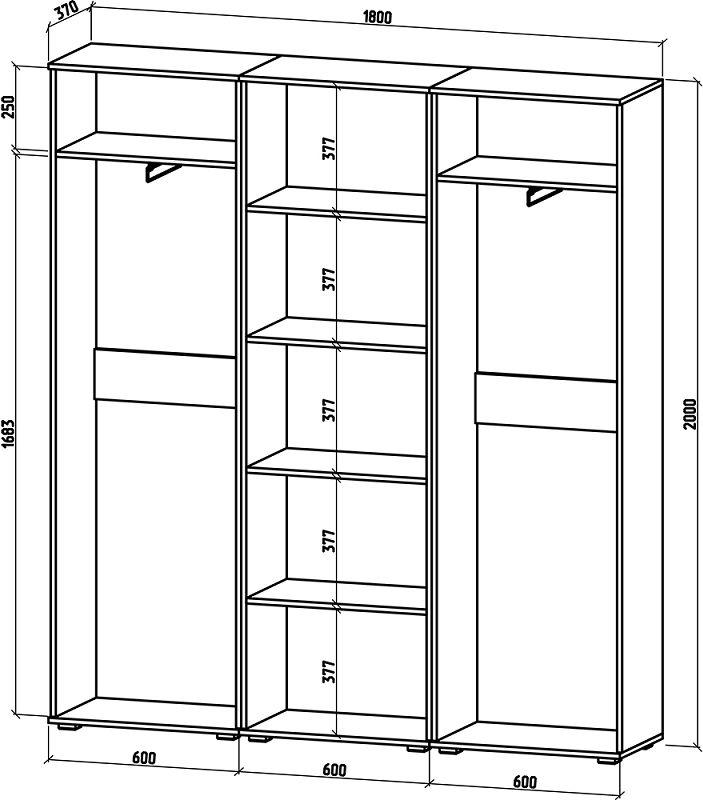 Шкаф распашной Грейс-9 - Схема