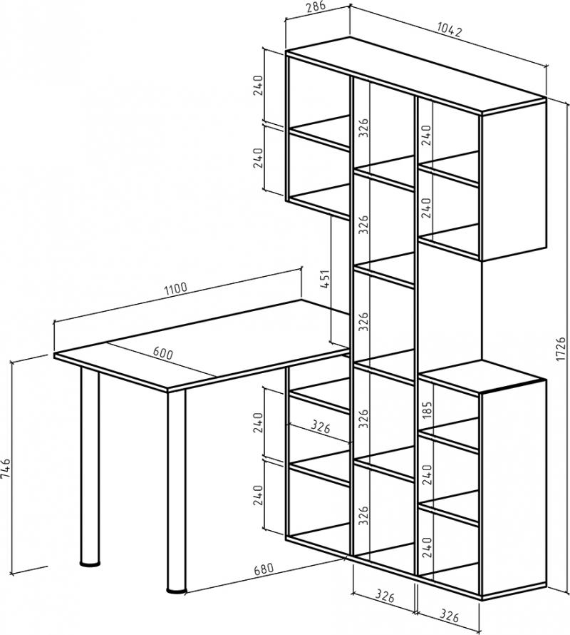 Стол-стеллаж Мира-36 - Схема
