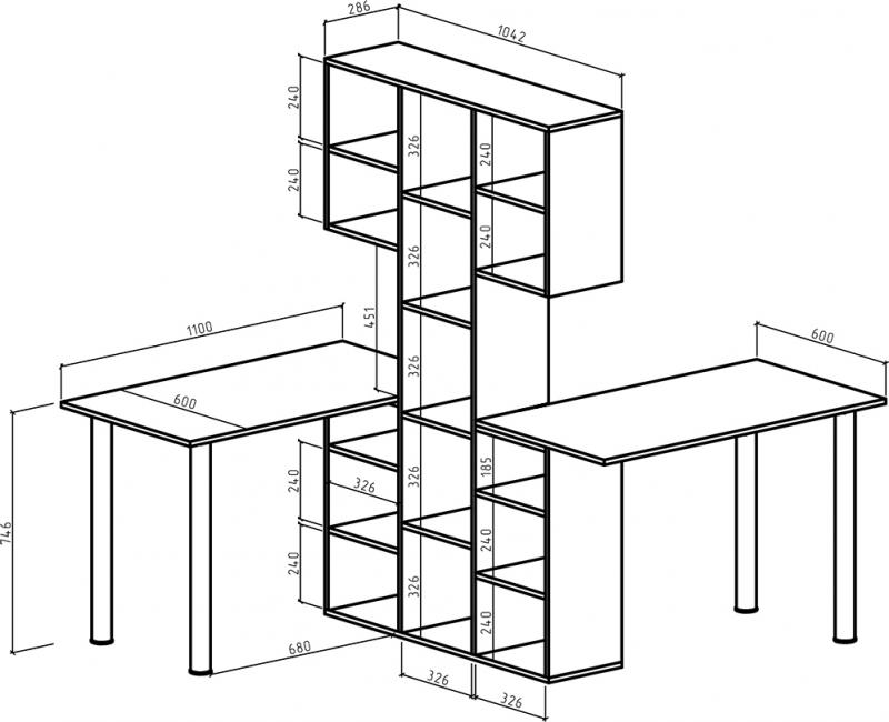 Стол-стеллаж Мира-366 - Схема