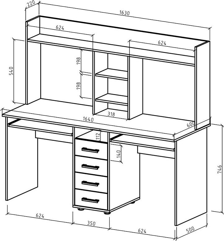 Компьютерный стол Немо-16ДН - Схема