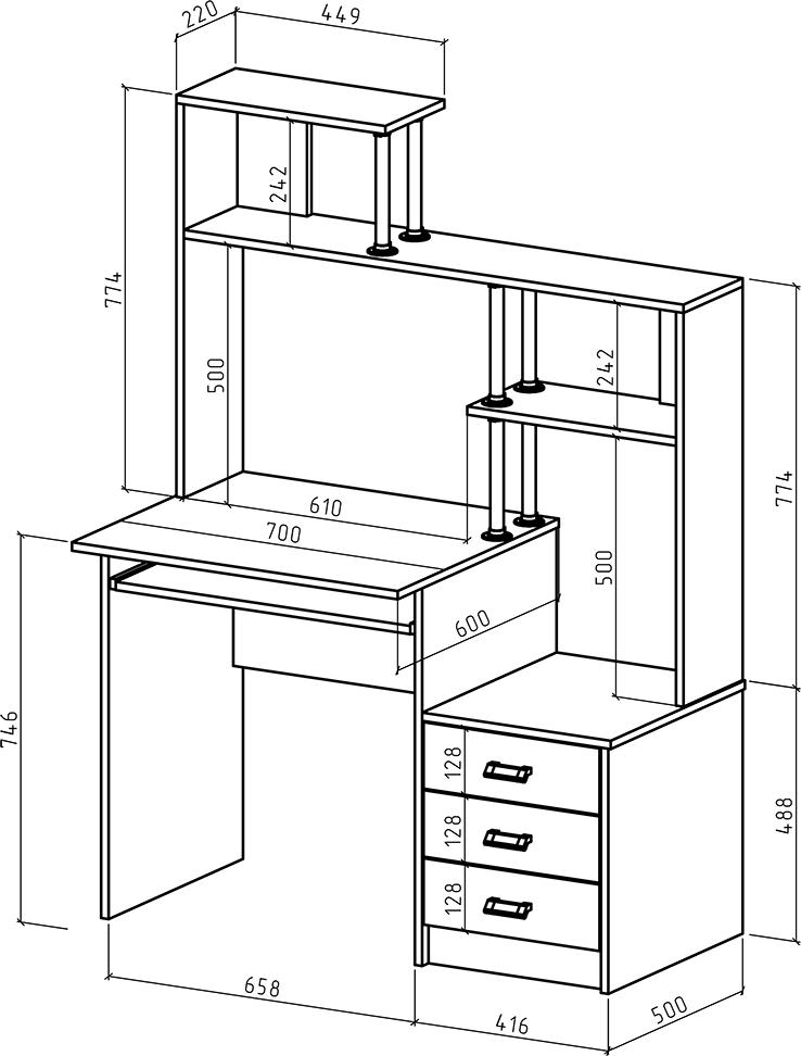 Компьютерный стол Римини-26 - Схема