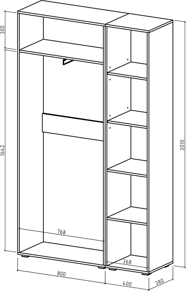 Шкаф Лино-7 платяной-бельевой - Схема