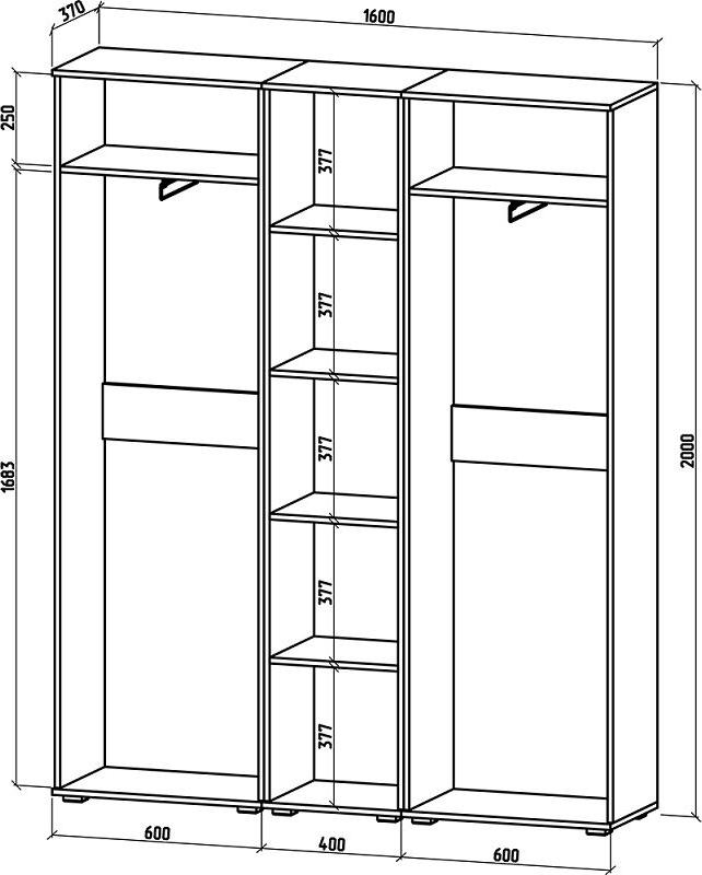 Шкаф распашной Грейс-8 - Схема