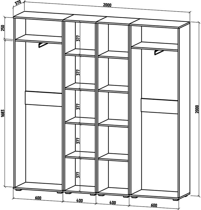 Шкаф распашной Грейс-10 - Схема